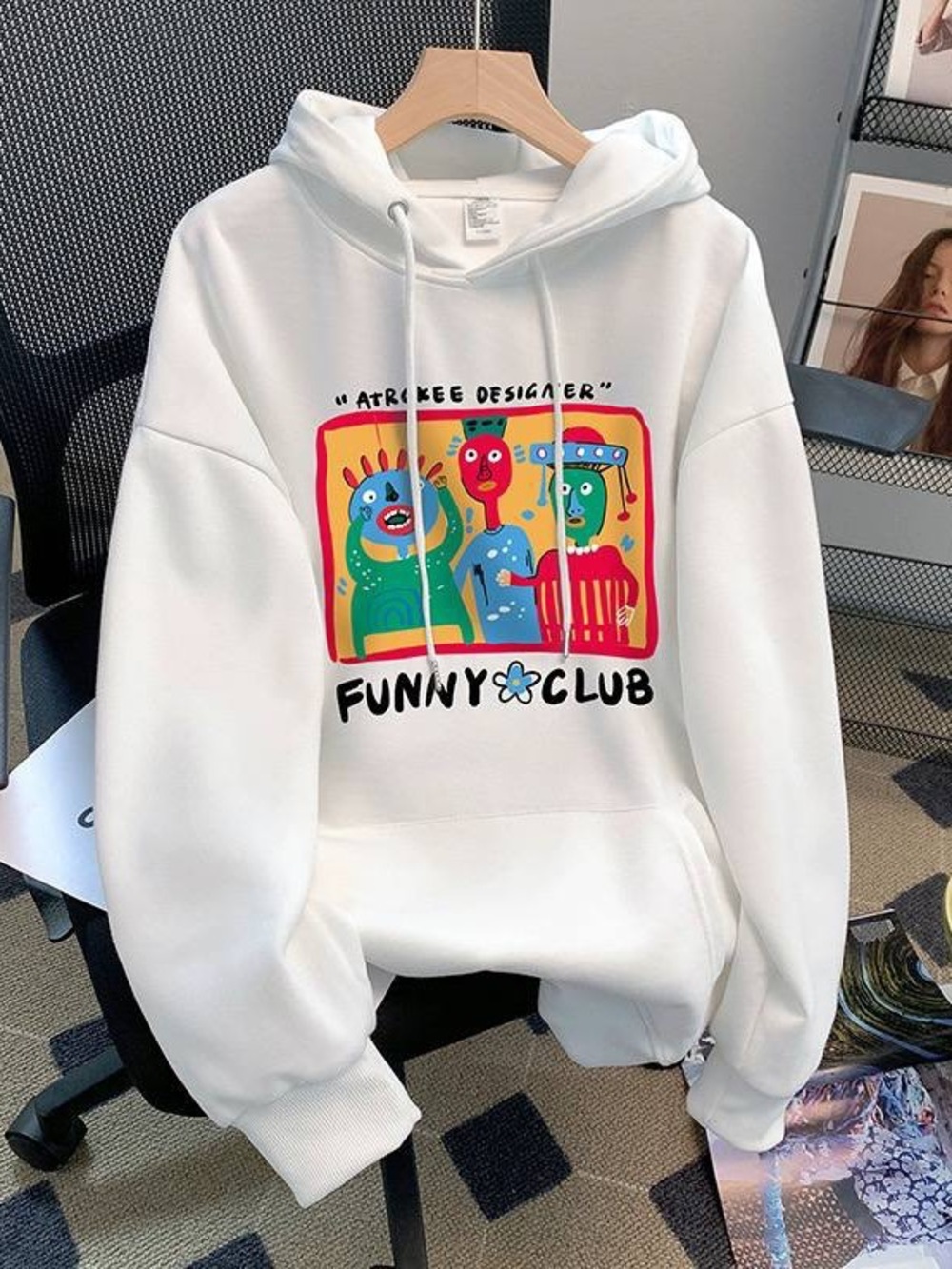 Unbranded Funny Club Graphic White Hoodie